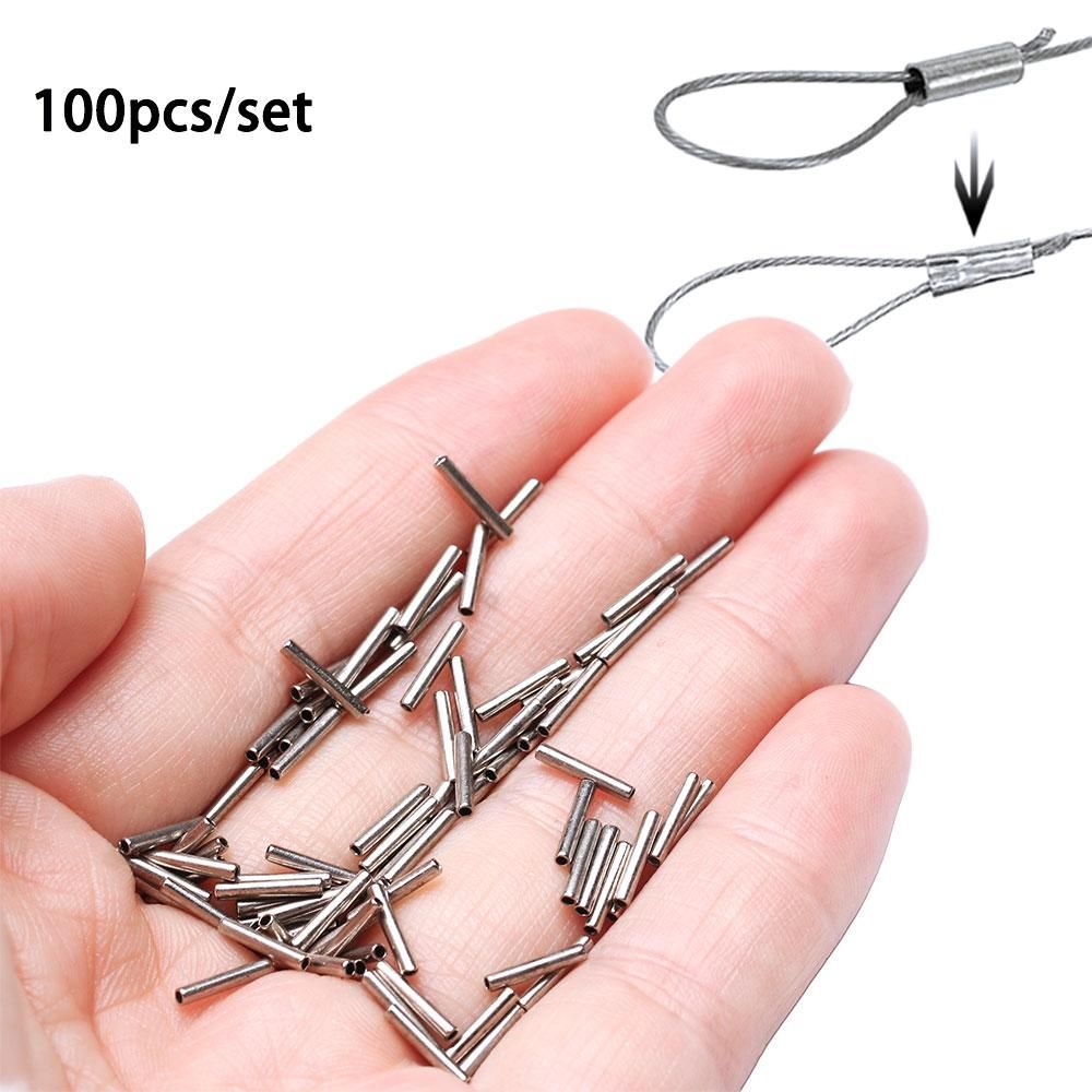 Monofilament Line - 100Pcs Round Silver Copper Fishing Tube