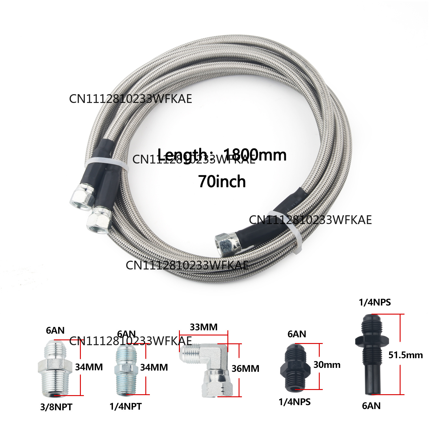 6AN 70 Inch Stainless Steel Br - Braided Line 评论和价格